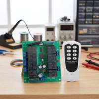 Télécommande de Démarrage/Arrêt Moteur à Code d'Apprentissage 8 Boutons, Portée 500m, 315/433.92MHz, Piles AAA, pour Portes de Garage DC12-48V