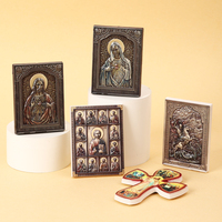 Aimants de réfrigérateur en résine avec icônes orthodoxes, vente en gros, croix 3D personnalisées, décorations religieuses, cadeaux et ornements