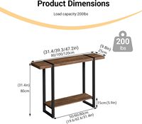 Console d'entrée moderne de luxe en bois d'acacia avec pieds en fer forgé pour salon et couloir (100 cm/39,3 po)