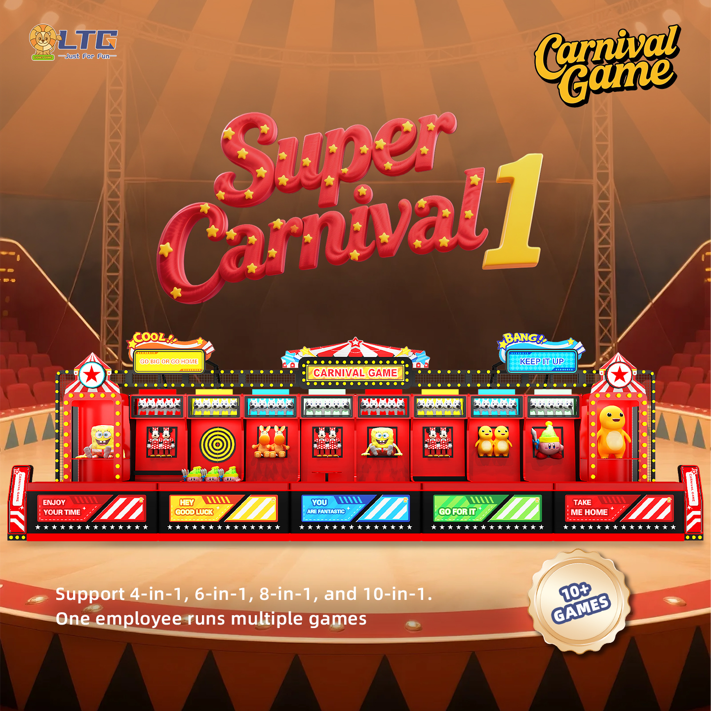 LTG Indoor Carnival 8-in-1 Games Style Outdoor Carnival Games Booth For Adults Prize Skill Machine For Scenic Spots Arcade
