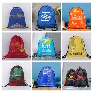 Sublimation String Nylon Waterproof Polyester Swimming Custom Print Logo <b>Backpack</b> Gym Sport Drawstring Bag - Product Image 4