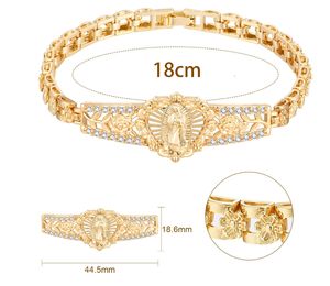 Bracelet vintage à motif géométrique religieux de la Vierge Marie en or 18 carats plaqué or, cadeau unisexe - Product Image 4