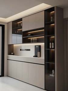 Étagère en bois Bibliothèque murale intégrée Personnalisable Salon Bibliothèque Panneau stratifié Cave à vin Meubles de salon Affichage - Product Image 3