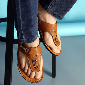 Nouvelles sandales d'été décontractées pour hommes, chaussures de plage en <span class=keywords><strong>cuir</strong></span> à semelles souples et antidérapantes pour hommes, <span class=keywords><strong>tongs</strong></span>, <span class=keywords><strong>tongs</strong></span> pour hommes - Product Image 3