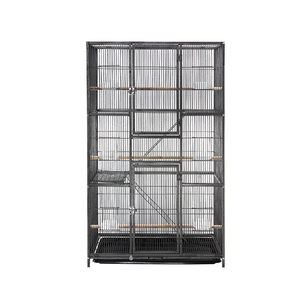 OEM ODM Black Metal Wire <strong>Large</strong> Breeding <strong>Bird</strong> Parrot Cages With Wheels <strong>Feeder</strong> - Product Image 3
