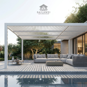 Pérgola de aluminio con lamas motorizadas para exteriores, montada en pared, 3x4, 4x4, 3x6, 6x4, impermeable, moderna, de lujo, para jardín, gazebo adjunto a la casa 2 - Product Image 1