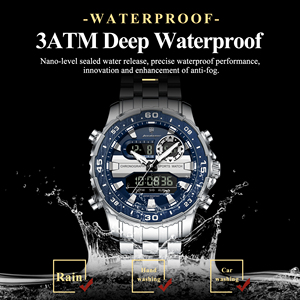 Montre chronographe multifonctionnelle pour homme Poedagar <span class=keywords><strong>E122</strong></span>, bracelet en acier inoxydable, boîtier en alliage, résistance à l'eau 3BAR - Product Image 2