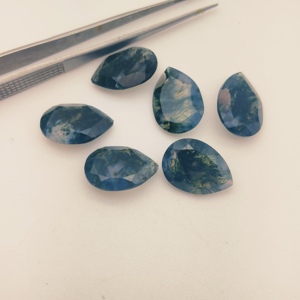 Agate mousse naturelle, taille poire, polie, couleur vert clair, effet de jeu de couleurs, pierres précieuses calibrées en vrac pour la fabrication de bijoux, 7x10mm, lot de 10 pièces - Product Image 4