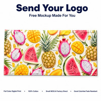 Badhanddoek van 100% katoen met tropische fruitprint, custom digitale print, hoge GSM (400-500), exportklaar verpakt, hoge kwaliteit.