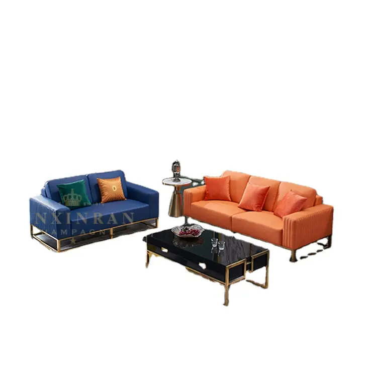 Luxus Leders ofa Set Gepolstertes Edelstahl rahmen Sofa Für Wohnzimmer möbel