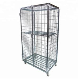 Heavy Duty Warehouse Wire Mesh Roll Cage <b>Trolley</b> Storage Cart <b>Foldable</b> Logistics Transport Container with Wheels for Industrial - Product Image 5