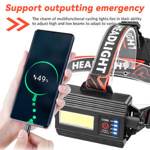 ไฟหน้าคิไม 2000mAh LED แบบชาร์จไฟได้ ปรับได้ พร้อมไฟเสริมสำหรับการปั่นจักรยานกลางแจ้งและตกปลา - Product Image 3