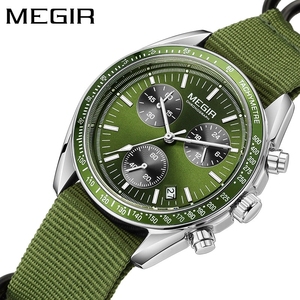 MEGIR New Luxury Men's Watches Canvas Weaving Strap Sport <strong>Automatic</strong> <strong>Chronograph</strong> Quartz Waterproof Wristwatch for Male 2247 - Product Image 2