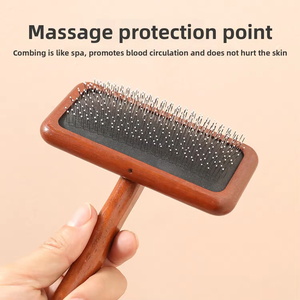 Cepillo de Aseo Personalizado para Mascotas con Púas de Acero Inoxidable, Peine de Madera Maciza y Cardadores de Bambú, Desenredante y Alisador para el Pelo Mágico de Gatos y Perros - Product Image 3