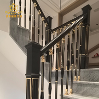 Luxuriöses Modernes Design Schwarz Pulverbeschichtetes Aluminium-Treppengeländer Langlebiges Innen-Treppengeländer 1 Jahr Garantie Einfache Installation