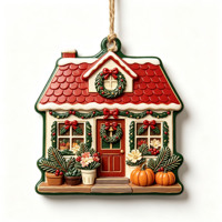 Ornement de Noël vintage en résine artisanale, maison librairie, décoration à suspendre à l'arbre, cadeau de Noël à suspendre, souvenir de vacances