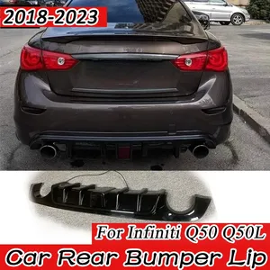 For Q50 Q50L 2018-2023 With <b>LED</b> Light Car Rear Bumper Lip <b>Diffuser</b> Lower Protector Guard Accessories Exterior - Product Image 1