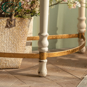 Mesa Consola Estilo Francés con Superficie de Madera y Acabado Desgastado para Decoración de Sala de Estar o Entrada - Product Image 4