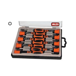 Set di Cacciaviti di Precisione VALEX 8 Pezzi UTM2625, Magnetici, Tipo a Taglio, Manici in Acciaio e Plastica, Fai-da-Te, Personalizzabili OEM, Made in Italy - Product Image 1