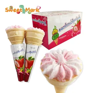 Ice cream shape marshmallows sweet soft cotton candy strawberry candy