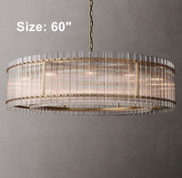 Grand lustre rond de 60 pouces pour la décoration du salon, lustres modernes de luxe en verre