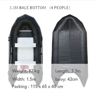 Kayak gonflable pour 4 personnes, 3,3 m, kayak de pêche personnalisé en PVC Hypalon, bateau gonflable, bateau de sauvetage, bateau à rames en caoutchouc
