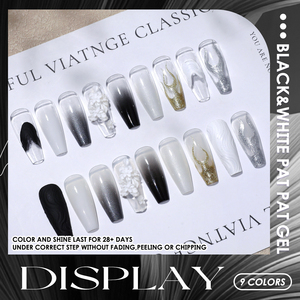 HONEY GIRL Vernis à ongles en <span class=keywords><strong>gel</strong></span> UV LED sans HEMA <span class=keywords><strong>Noir</strong></span> & Blanc 9 grilles Écologique Non toxique Vegan Longue durée - Product Image 4
