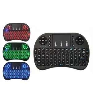 Mini teclado recargable retroiluminación de color 2,4G ratón inalámbrico teclado en inglés control remoto Idioma admite personalización.