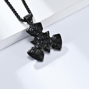 Nordic Viking Style Celtic Knot Pendant Necklace For Men Stainless Steel <b>Cross</b> Design Everyday Wear Jewelry - Product Image 4