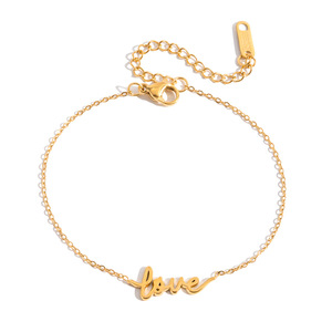 <b>Love</b> Letter <b>Bracelet</b> 18K Gold Plated Stainless Steel Women's Jewelry Gift Fashion Accessory - Product Image 5
