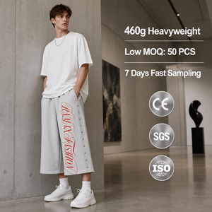Pantalon de survêtement Capri gris pour homme RAMAX, imprimé lettres, taille élastique, décontracté, streetwear, longueur mi-mollet, avec poches - Product Image 2