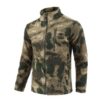 Veste polaire camouflage pour homme, fermeture éclair intégrale, col montant, veste tactique légère, camouflage, chasse, randonnée, camping