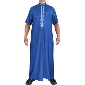 Fabrika kendini satış müslüman Thobe fas tarzı üstün kaliteli nakış tasarım zarif  uzun müslüman elbisesi erkekler için