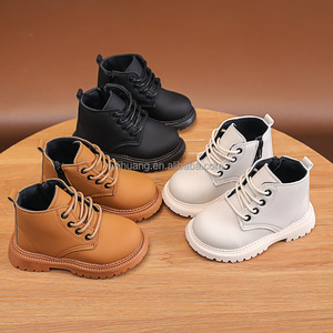 Automne et hiver nouvelles <span class=keywords><strong>bottes</strong></span> Martin pour enfants velours chaud <span class=keywords><strong>bottes</strong></span> courtes en cuir à lacets noirs pour garçons et filles - Product Image 1