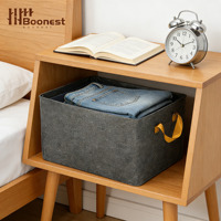 Grand panier de rangement ouvert en tissu avec poignées dorées - Organisateur pliable pour linge, vêtements, serviettes et jouets