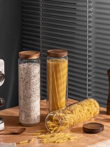 Custom Logo Modern High Borosilicate Glass <b>Kitchen</b> <b>Storage</b> Jar Reflective Acacia Wood Lid Handcrafted Eco-Friendly Party Food - Product Image 4