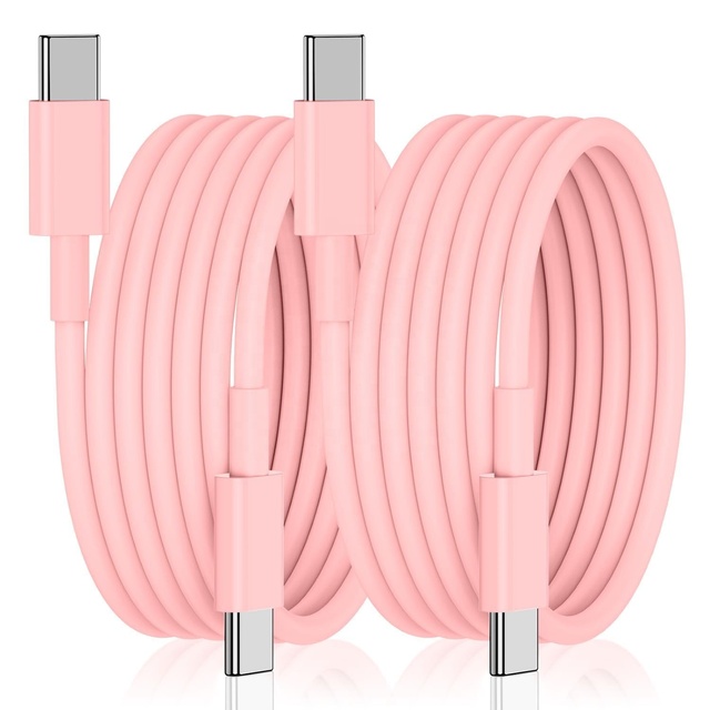 HNT Colorful 60W 2M PD 3A Fast Charging Cord Pink USB C Cable Dual Type-C to Type-C Cable Multi Colored Data Cable