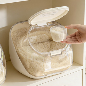 Contenedor para Almacenamiento de Arroz de 7L-8L con Tapa Hermética Tipo Concha para Almacenamiento de Granos en la Cocina - Product Image 1