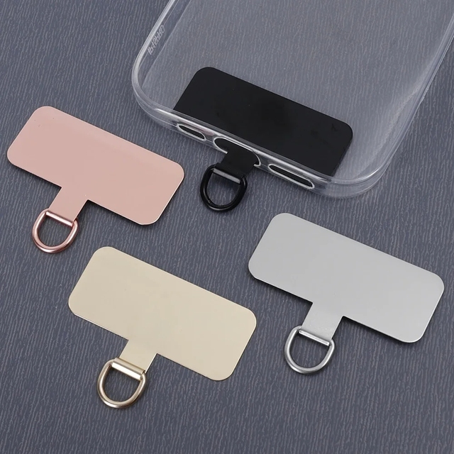 Ultra Thin Stainless Steel Phone Tether Tab Universal Cellphones Lanyard Patch Gasket Hang Rope Straps Metal Card Clip