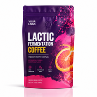 Sachet de café personnalisé à fermentation lactique, pochette verticale pour grains entiers, idéal pour l'emballage de café de spécialité