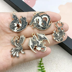 Noir et blanc <span class=keywords><strong>Dragon</strong></span> Python aigle cerf goutte huile alliage boucles d'oreilles pendentif anneau bijoux cheveux bricolage accessoires - Product Image 1