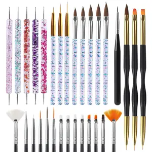 Nail Art Brushes Set 31pcs Nail Brushes Round Oval Gel Builder Nail Art Tools Liner Brush