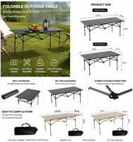 Table pliante moderne en fer pour le camping en plein air et petit tabouret - Mobilier de plage portable, imperméable et prêt pour les voyages