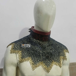 Armadura de Cuello de Malla Metálica Hecha a Mano, Disfraz de Caballero Medieval, Acero Suave con Anillo de Latón, Collar de Obispo para Cosplay Histórico - Product Image 3