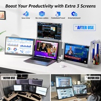 Moniteur d'Extension Triple Écran 15,6" pour Ordinateur Portable, Écran Portable USB-C pour MacBook, PC, Gaming, Multitâche et Productivité Professionnelle
