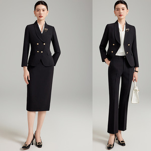Women's Formal Suit Set Midi Skirt Wool Blend Anti-Wrinkle Workwear Office Wear - Product Image 2