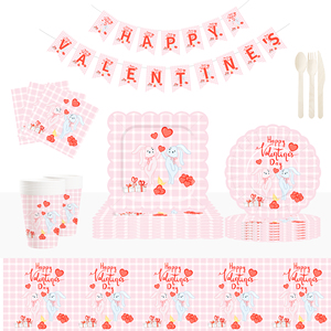 Juego de Vajilla DAMAI para el Día de San Valentín, Platos de Papel para el Día de San Valentín, Platos y Servilletas para Fiestas Románticas para 8 Personas - Product Image 1