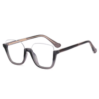 MS 82052 Lunettes de vue en plastique pour femmes, demi-monture sans monture, filet rouge, mode, arc-en-ciel, monture anti-lumière bleue