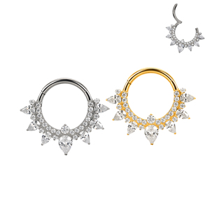 GZN Implant Titanium Body <span class=keywords><strong>Piercing</strong></span> <span class=keywords><strong>Anello</strong></span> <span class=keywords><strong>Anello</strong></span> CNC Set 4 Marquise CZ <span class=keywords><strong>Anello</strong></span> Orecchio <span class=keywords><strong>Anello</strong></span> - Product Image 1