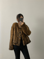 Neuerscheinung Herstellerklassiker Doppelseitig Gewebte Echte Braune Nerzpelzjacke Warme Gestrickte Nerz-Oberbekleidung Luxus